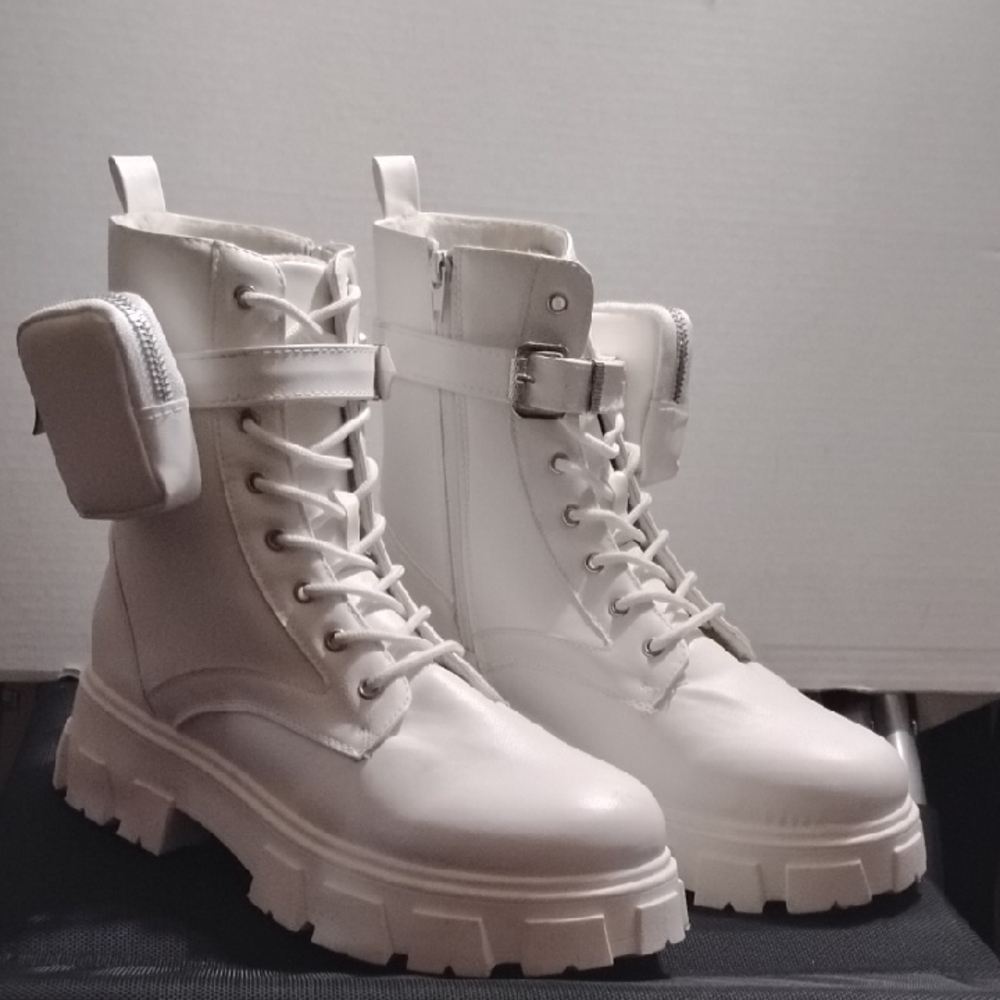 White Women's Combat Boots